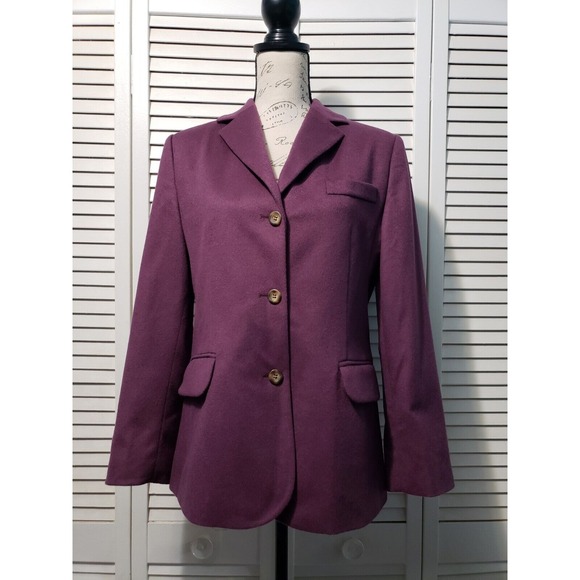 L.L. Bean Jackets & Blazers - Vintage LL Bean Blazer Women's Size 8P Purple Wool Cashmere Blend Pockets Lined